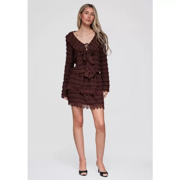  Dámská blůza OMBRE OW-TS-E0067 DARK BROWN 