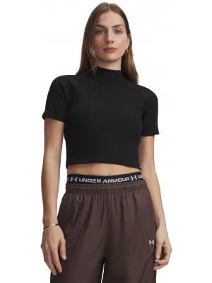 Dámské triko UNDER ARMOUR UA RIVAL RIB MOCK SS TEE 6014794-008 ČERNÁ