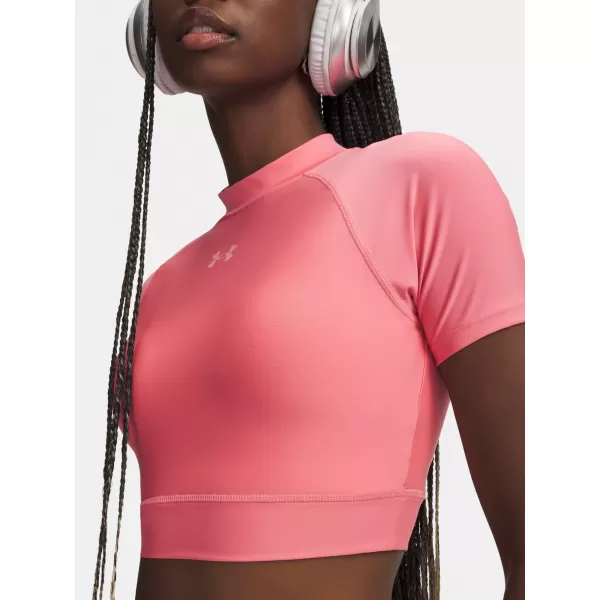  Dámské triko UNDER ARMOUR HEATGEAR CROP MOCK SS 6010006-600 RŮŽOVÁ 