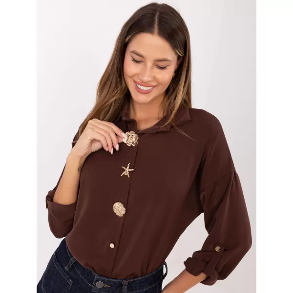  Dámská košile RUE PARIS MI-KS-4192.34 DARK BROWN 