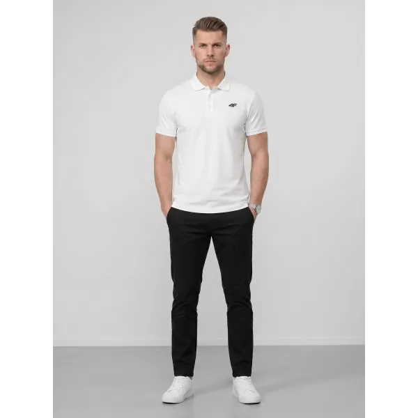  Pánské triko s límečkem 4F 4FWMM00TPTSM0770 WHITE 