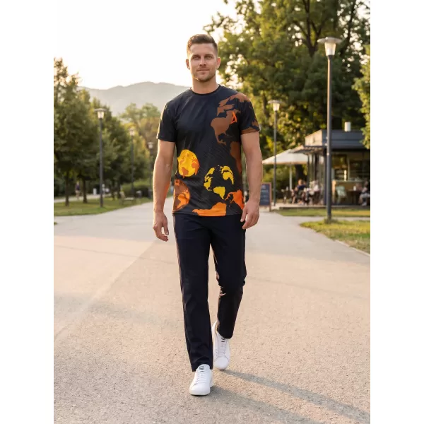  Pánské volnočasové triko premium ALTISPORT VOJ/ALM130TR06 ČERNÁ-ORANŽOVÁ 
