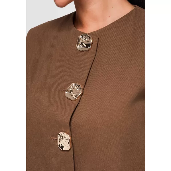  Dámský kabát OMBRE OW-VE-E0006 BROWN 