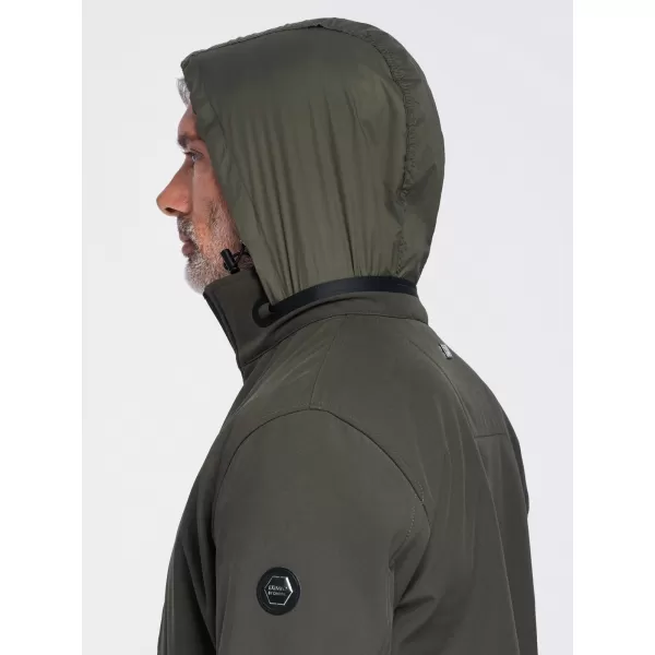  Pánská bunda s kapucí OMBRE OM-JANP-0233 DARK OLIVE 