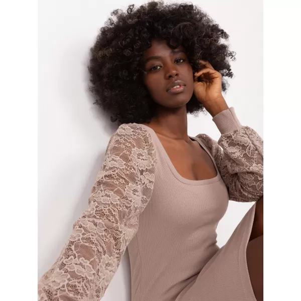  Dámské šaty RUE PARIS RV-SK-7346.98 DARK BEIGE 