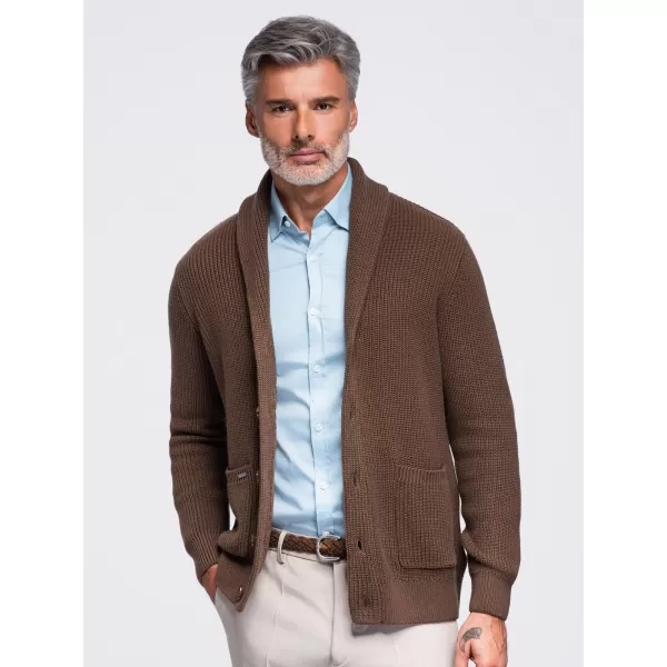  Pánský kardigan OMBRE OM-SWCD-0200 BROWN 
