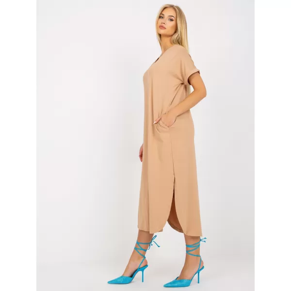  Dámské šaty OCH BELLA TW-SK-OB031.11 CAMEL 