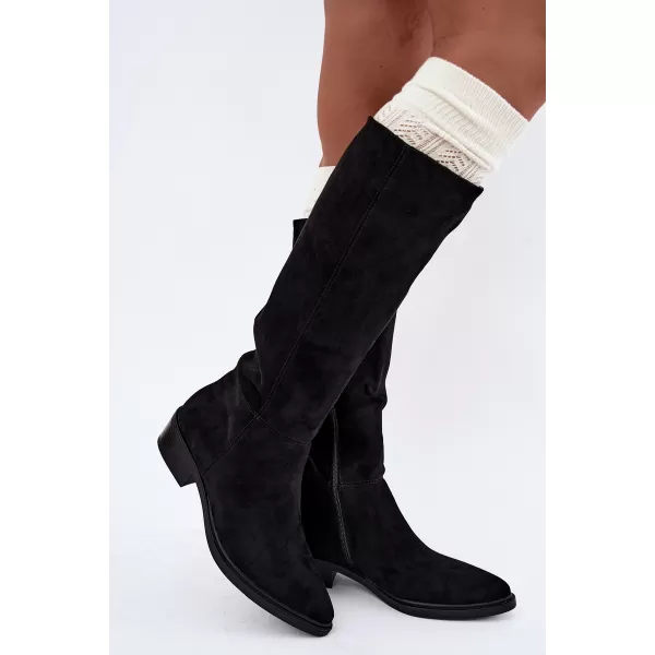  Dámské kozačky BOTO 6502-1 BLACK SUEDE 