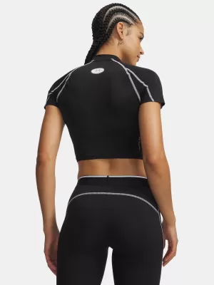 Dámské triko UNDER ARMOUR HEATGEAR ELITE CROP MCK SS 6014710-008 ČERNÁ