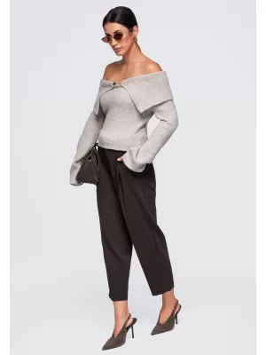 Dámský svetr OMBRE OW-SW-E0011 TAUPE