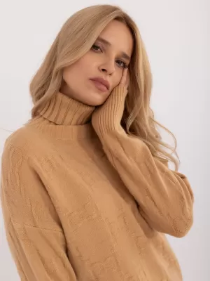Dámský svetr WOOL FASHION ITALIA AT-SW-2342-1.35 LIGHT BROWN