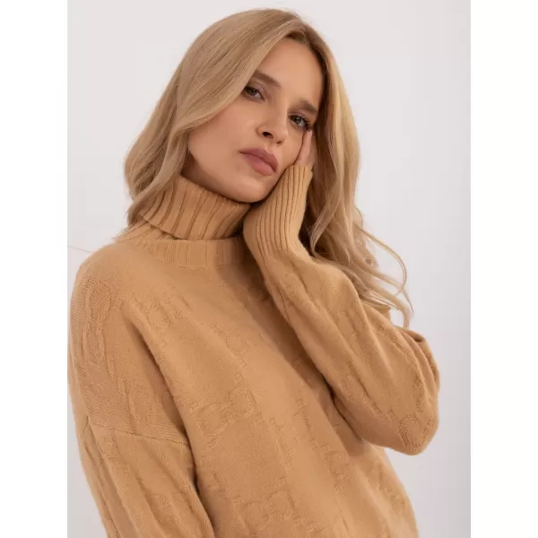  Dámský svetr WOOL FASHION ITALIA AT-SW-2342-1.35 LIGHT BROWN 