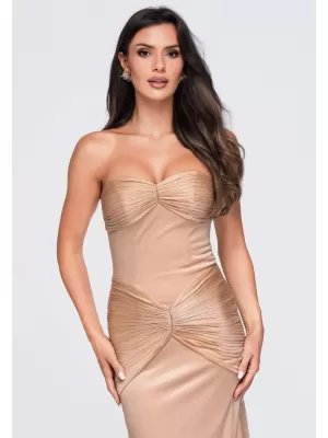 Dámské šaty LARICA LA-OM-DLR422 BEIGE