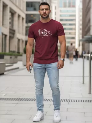 Pánské triko DSTREET NX5016R-VI VÍNOVÁ