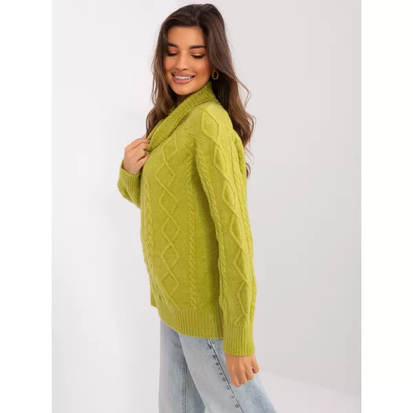  Dámský copánkový svetr WOOL FASHION ITALIA AT-SW-2355-2.30X OLIVE 