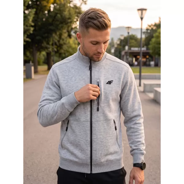  Pánská mikina 4F 4FWMM00TSWSM2547 COLD LIGHT GREY MELANGE 