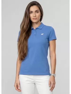 Dámské triko s límečkem 4F 4FWMM00TPTSF0768 DENIM