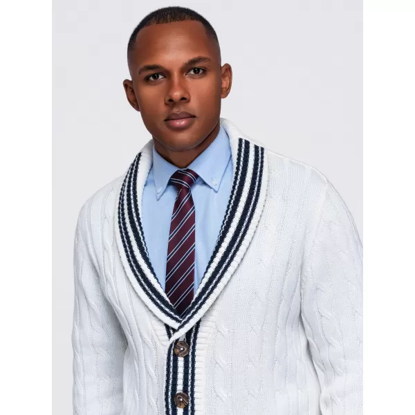  Pánský kardigan OMBRE OM-SWCD-0196 WHITE 