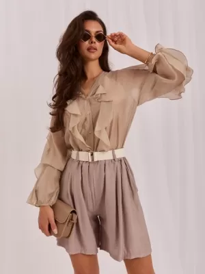 Dámské kraťasy RUE PARIS IT-SN-10359.19 DARK BEIGE