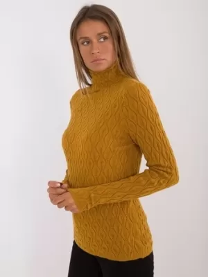 Dámský svetr WOOL FASHION ITALIA AT-SW-2334-2.61 DARK YELLOW
