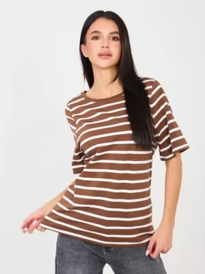 Dámské tričko RUE PARIS RV-TS-A1087.74 LIGHT BROWN