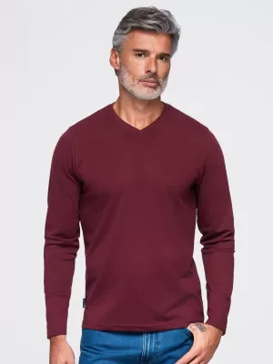Pánské tričko OMBRE OM-LSBL-0143 BURGUNDY