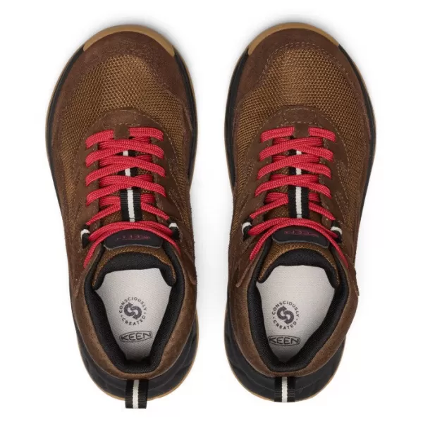  Dětské kotníkové boty KEEN HIGHTRAIL MID WP YOUTH DARK EARTH/GARNET 