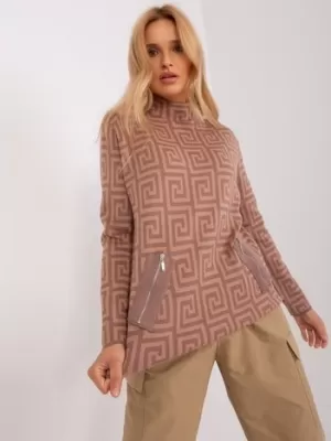 Dámský svetr WOOL FASHION ITALIA AT-SW-2341.00P LIGHT BROWN