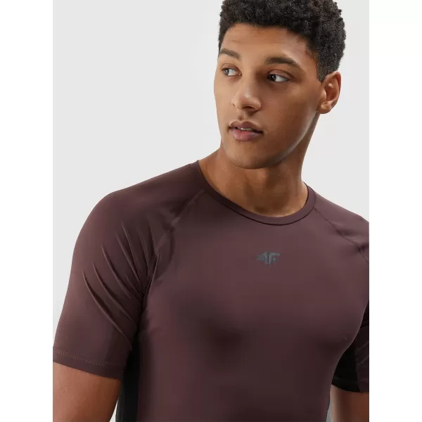  Pánské triko 4F 4FWAW25TTSHM2402 DARK BROWN 
