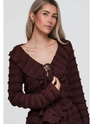 Dámská blůza OMBRE OW-TS-E0067 DARK BROWN