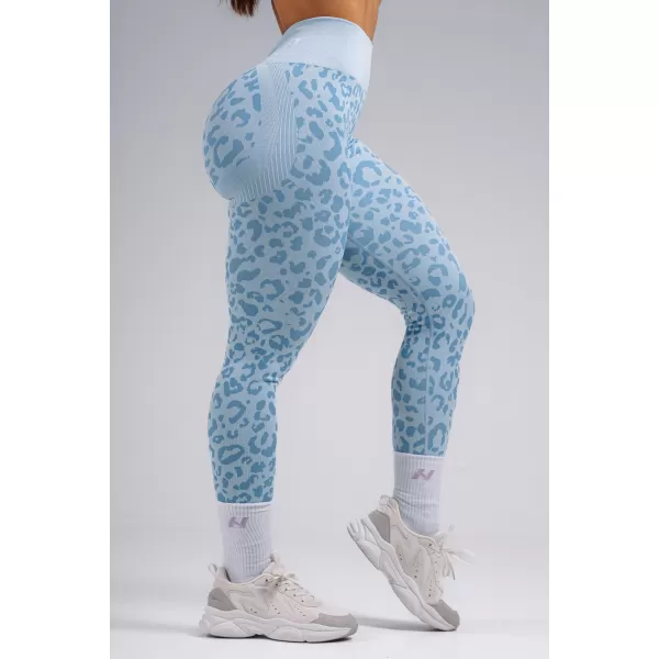 Kompresní push-up legíny s leopardím vzorem NEBBIA PRIMAL 849 BLUE LEOPARD 