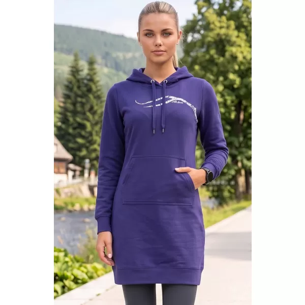  Dámská prodloužená mikina ALTISPORT ALW001419 PŮLNOČNÍ MODRÁ 