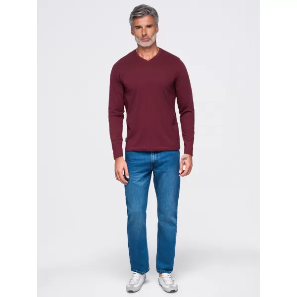  Pánské tričko OMBRE OM-LSBL-0143 BURGUNDY 