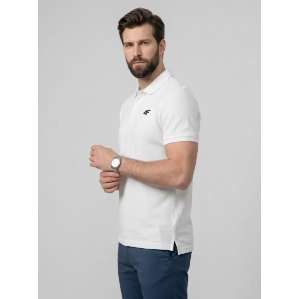  Pánské triko s límečkem 4F 4FWMM00TPTSM0771 WHITE 