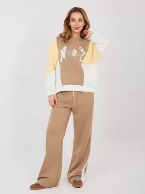 Dámská tepláková souprava RUE PARIS IT-KMPL-22210.93 DARK BEIGE