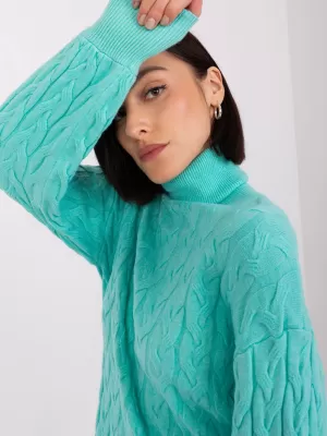 Dámský pletený rolák WOOL FASHION ITALIA AT-SW-2348.88 MINT