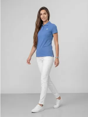 Dámské triko s límečkem 4F 4FWMM00TPTSF0768 DENIM