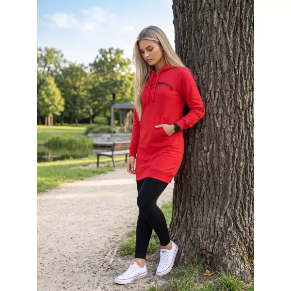  Dámská prodloužená mikina ALTISPORT ALW001419 ČERVENÁ 