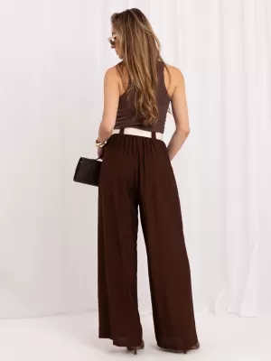 Dámské kalhoty RUE PARIS IT-SP-10358.16 DARK BROWN