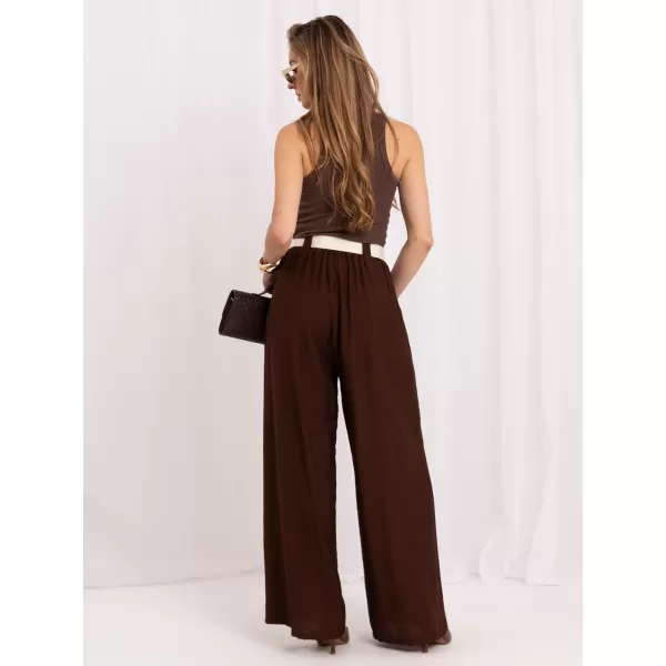  Dámské kalhoty RUE PARIS IT-SP-10358.16 DARK BROWN 