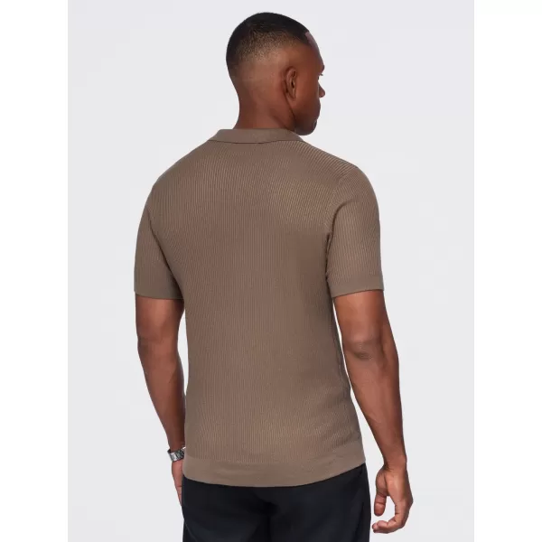  Pánské triko s límečkem OMBRE OM-POSS-0182 LIGHT BROWN 