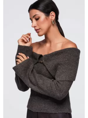 Dámský svetr OMBRE OW-SW-E0011 BROWN