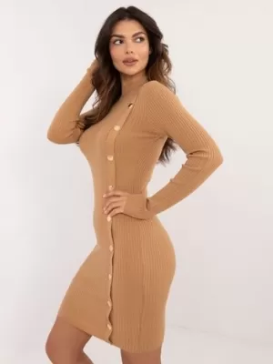 Dámské šaty WOOL FASHION ITALIA AT-SK-2345-2.34 CAMEL