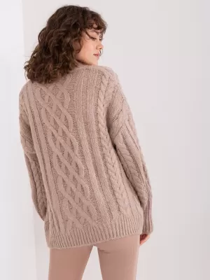 Dámský svetr WOOL FASHION ITALIA AT-SW-2363-2.30 DARK BEIGE