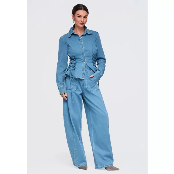  Dámské kalhoty OMBRE OW-PA-E0017 BLUE 