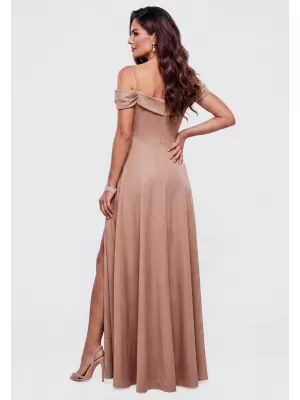Dámské šaty LARICA LA-OM-DLR452 BEIGE