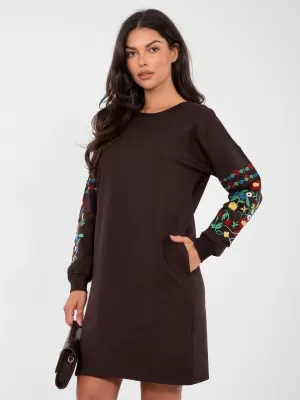 Dámské šaty RUE PARIS RV-SK-8979.94P DARK BROWN