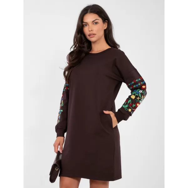  Dámské šaty RUE PARIS RV-SK-8979.94P DARK BROWN 