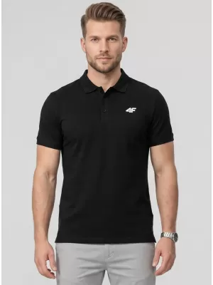 Pánské triko s límečkem 4F 4FWMM00TPTSM0770 DEEP BLACK