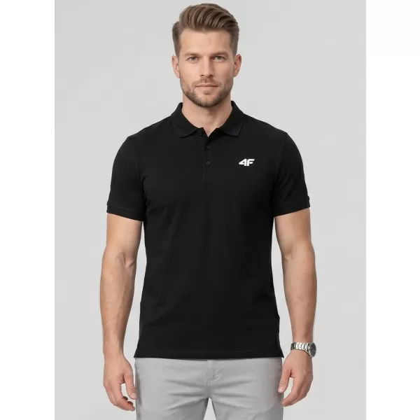  Pánské triko s límečkem 4F 4FWMM00TPTSM0770 DEEP BLACK 